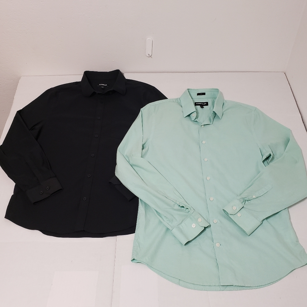 Express Men's Dress Shirts - Black & Mint Green